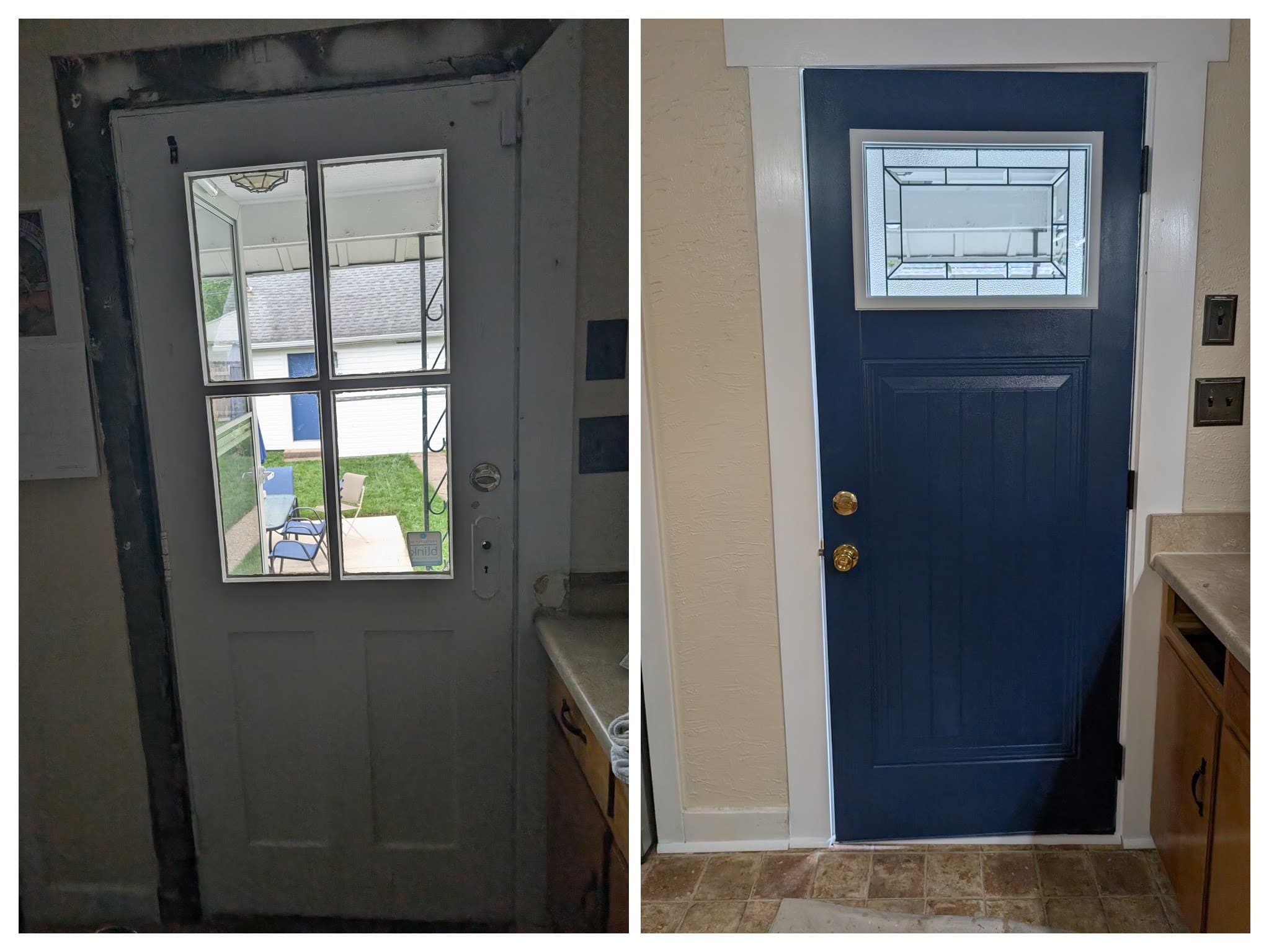 Full frame, trim and door replacement, along with frame insulation and painting of entire new installation with doorknob and deadbolt in a Dayton, OH neighborhood.